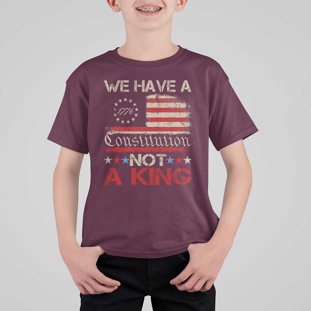 We Have A Constitution Not A King T Shirt For Kid No Kings in America Betsy Ross Flag - Wonder Print Shop
