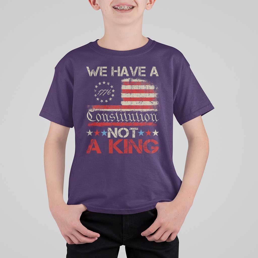 We Have A Constitution Not A King T Shirt For Kid No Kings in America Betsy Ross Flag - Wonder Print Shop