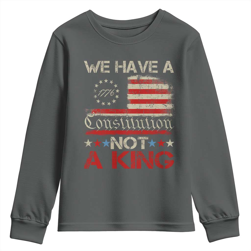 We Have A Constitution Not A King Youth Sweatshirt No Kings in America Betsy Ross Flag - Wonder Print Shop
