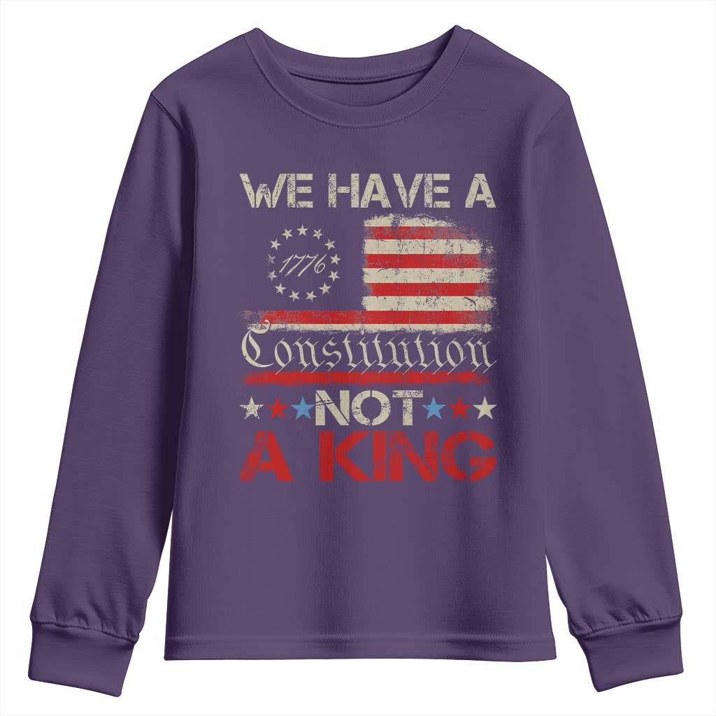 We Have A Constitution Not A King Youth Sweatshirt No Kings in America Betsy Ross Flag - Wonder Print Shop