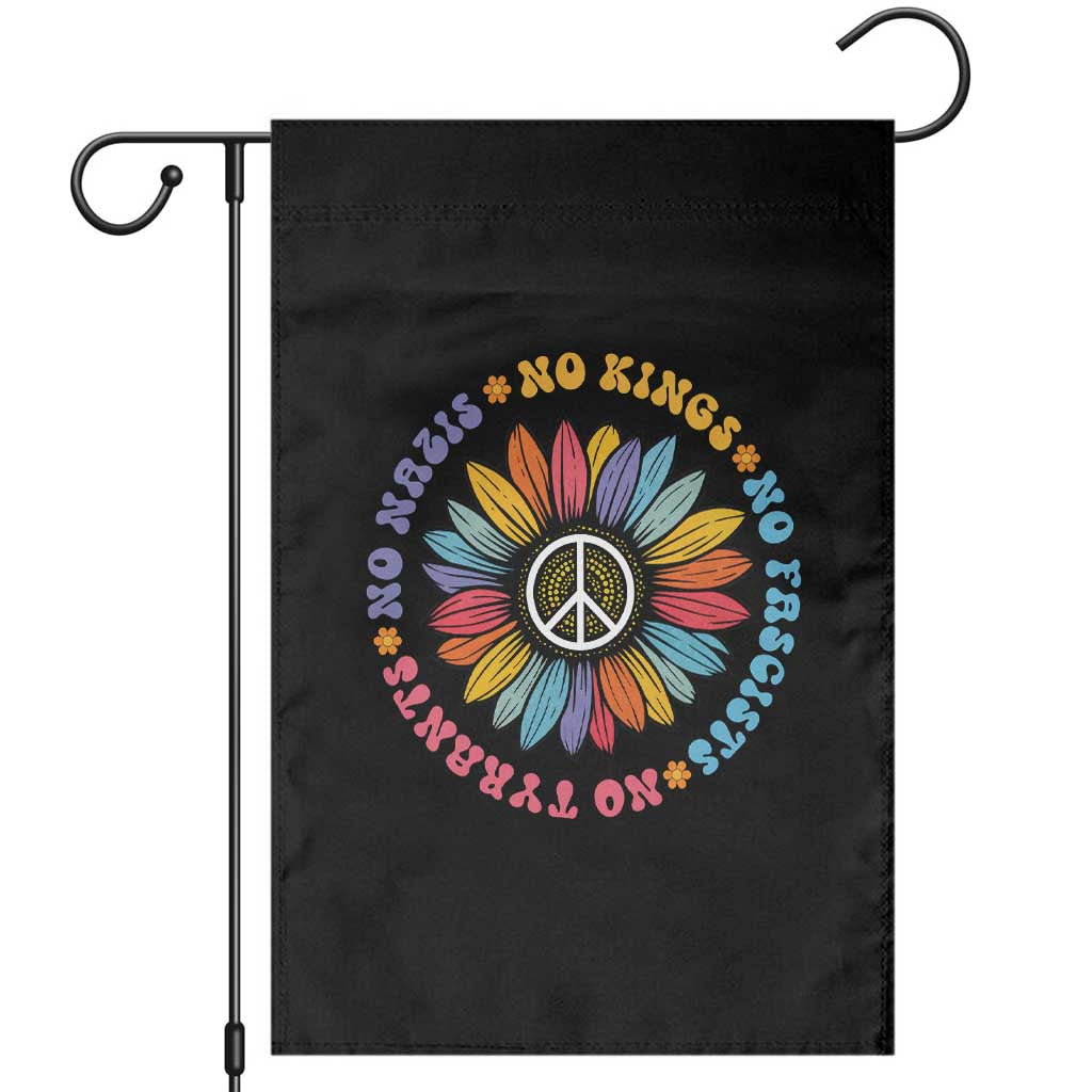 No Kings No Fascists No Tyrants No Nazis Garden Flag Peace Floral Sunflower - Wonder Print Shop