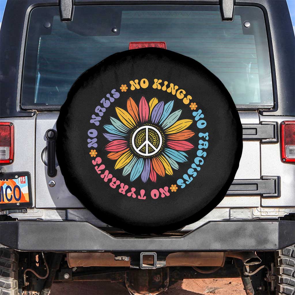 No Kings No Fascists No Tyrants No Nazis Spare Tire Cover Peace Floral Sunflower - Wonder Print Shop