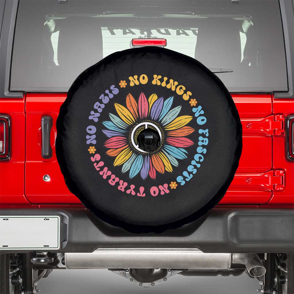 No Kings No Fascists No Tyrants No Nazis Spare Tire Cover Peace Floral Sunflower - Wonder Print Shop