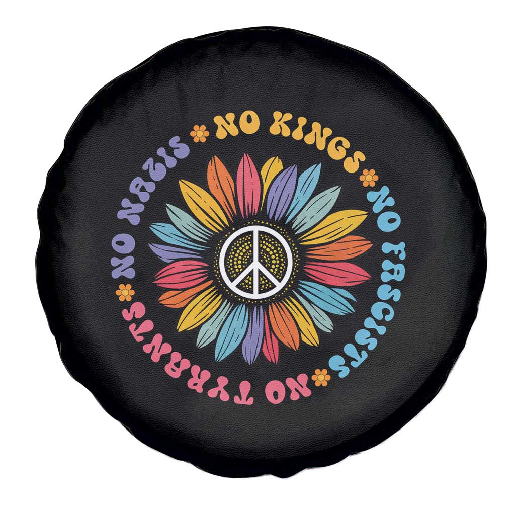 No Kings No Fascists No Tyrants No Nazis Spare Tire Cover Peace Floral Sunflower - Wonder Print Shop