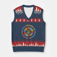 No Kings No Fascists No Tyrants No Nazis V-Neck Knit Sweater Vest Peace Floral Sunflower - Wonder Print Shop