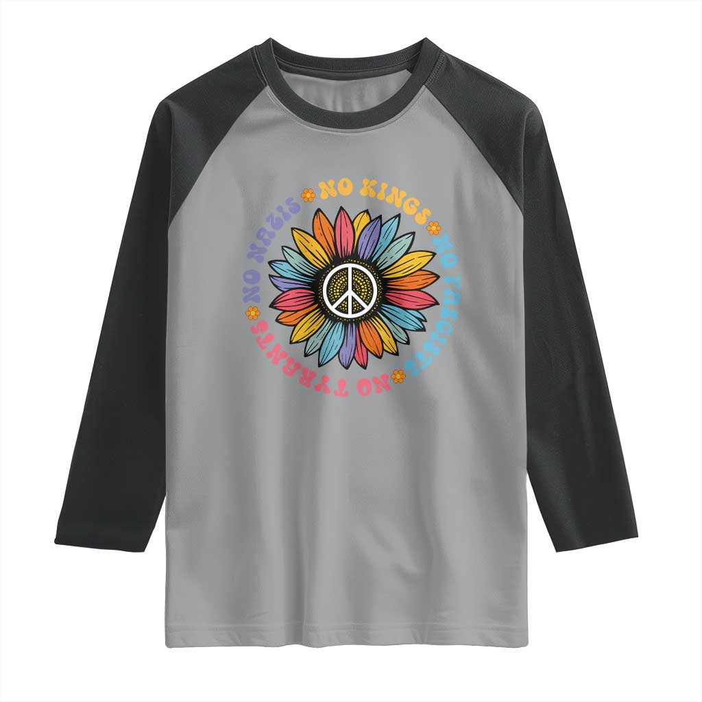No Kings No Fascists No Tyrants No Nazis Raglan Shirt Peace Floral Sunflower - Wonder Print Shop