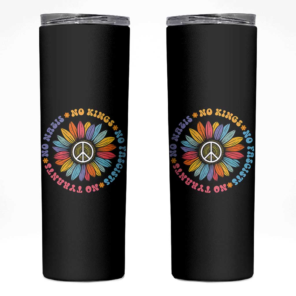 No Kings No Fascists No Tyrants No Nazis Skinny Tumbler Peace Floral Sunflower - Wonder Print Shop