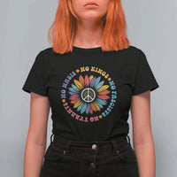 No Kings No Fascists No Tyrants No Nazis T Shirt For Women Peace Floral Sunflower - Wonder Print Shop