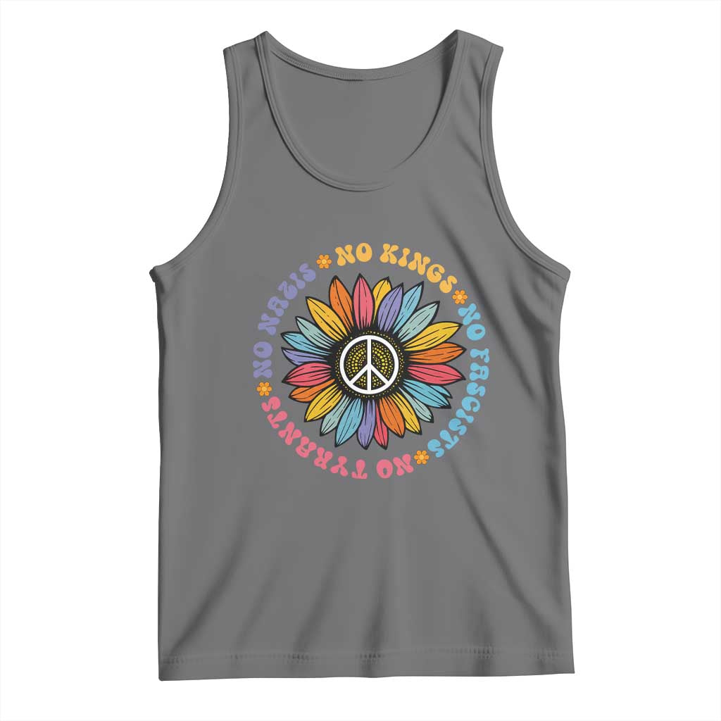 No Kings No Fascists No Tyrants No Nazis Tank Top Peace Floral Sunflower - Wonder Print Shop