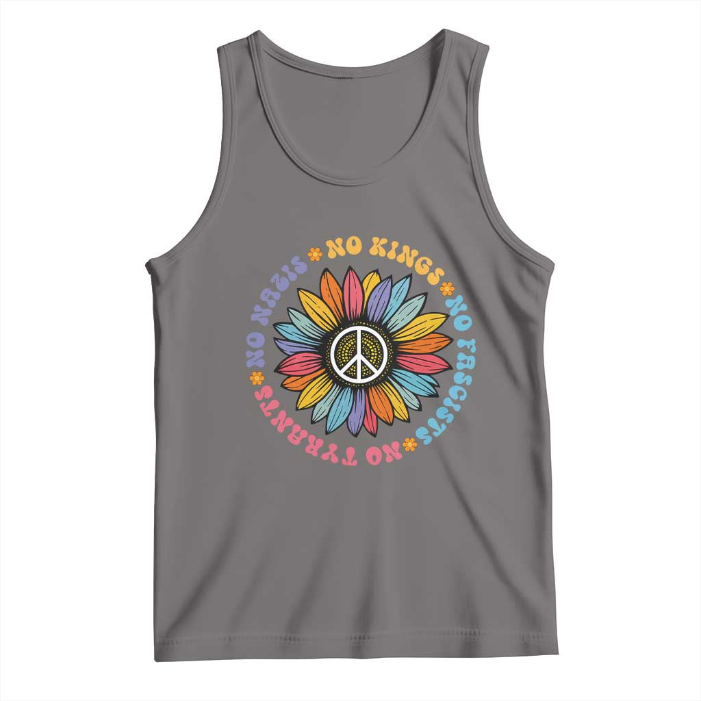 No Kings No Fascists No Tyrants No Nazis Tank Top Peace Floral Sunflower - Wonder Print Shop