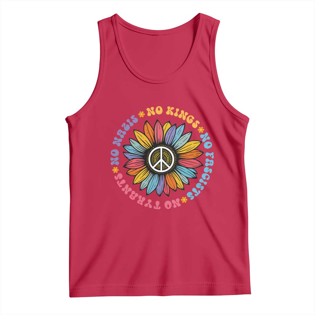 No Kings No Fascists No Tyrants No Nazis Tank Top Peace Floral Sunflower - Wonder Print Shop