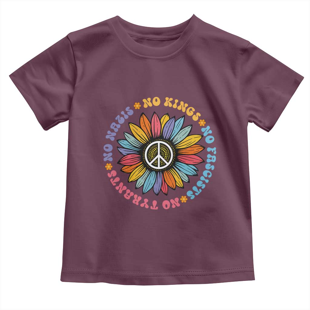 No Kings No Fascists No Tyrants No Nazis Toddler T Shirt Peace Floral Sunflower - Wonder Print Shop