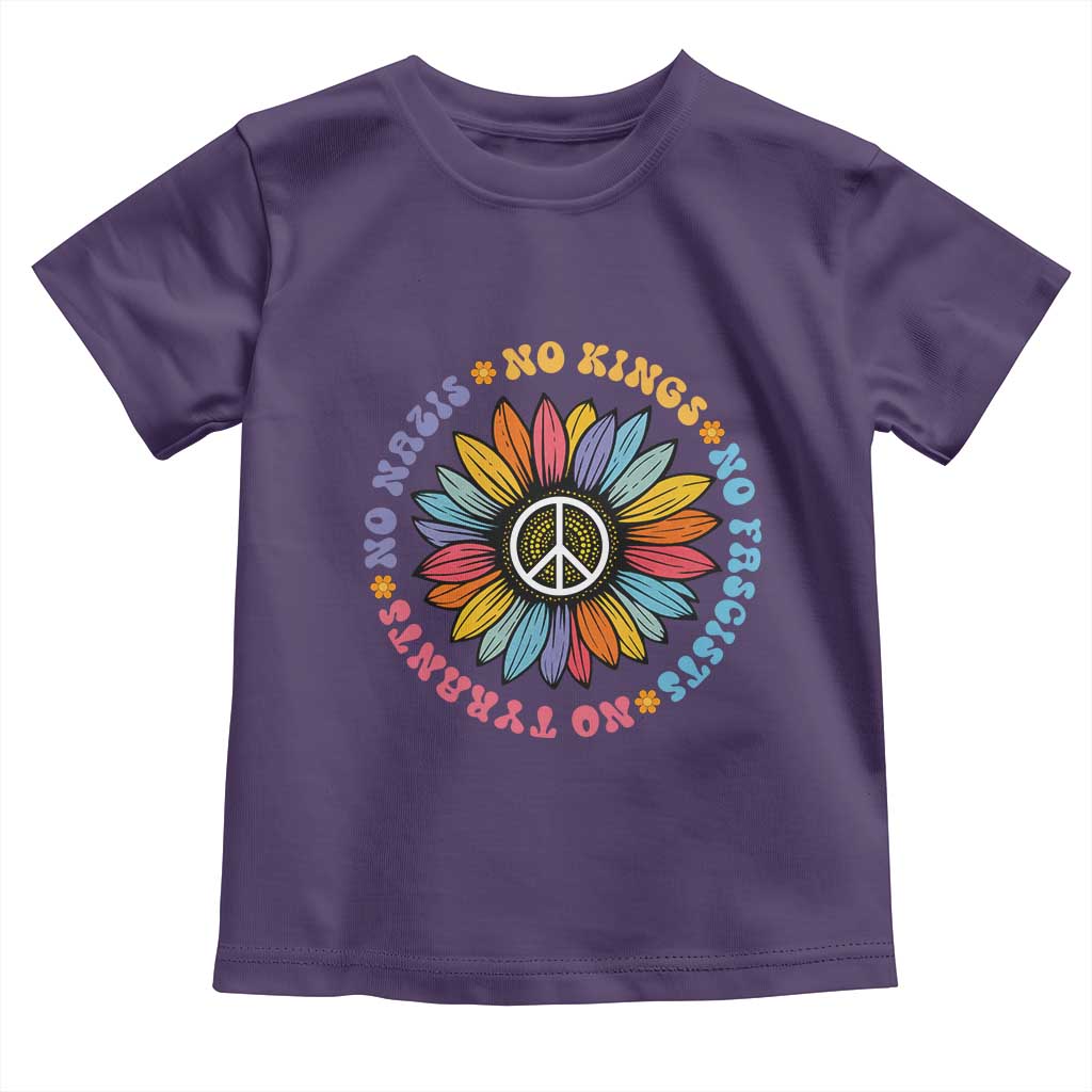 No Kings No Fascists No Tyrants No Nazis Toddler T Shirt Peace Floral Sunflower - Wonder Print Shop
