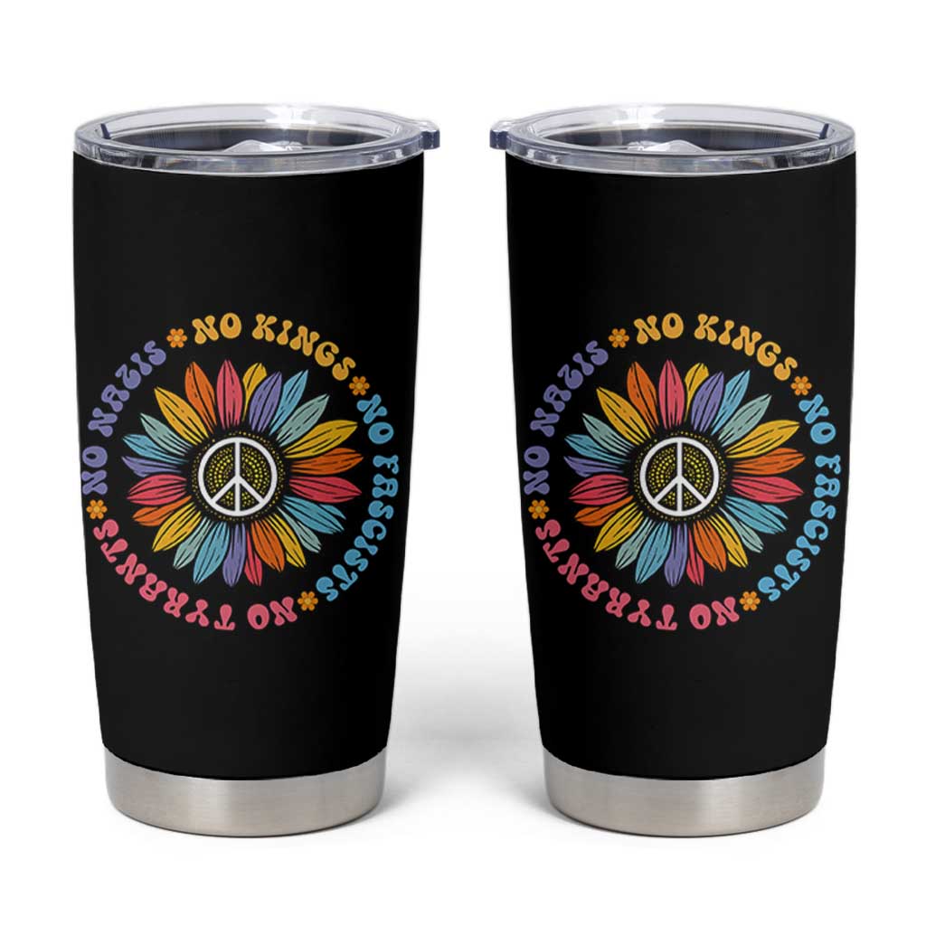 No Kings No Fascists No Tyrants No Nazis Tumbler Cup Peace Floral Sunflower - Wonder Print Shop