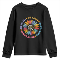 No Kings No Fascists No Tyrants No Nazis Youth Sweatshirt Peace Floral Sunflower - Wonder Print Shop