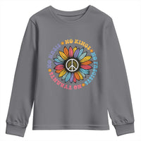 No Kings No Fascists No Tyrants No Nazis Youth Sweatshirt Peace Floral Sunflower - Wonder Print Shop