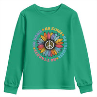 No Kings No Fascists No Tyrants No Nazis Youth Sweatshirt Peace Floral Sunflower - Wonder Print Shop