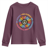 No Kings No Fascists No Tyrants No Nazis Youth Sweatshirt Peace Floral Sunflower - Wonder Print Shop