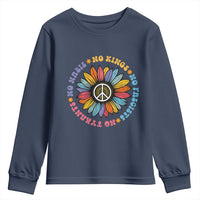 No Kings No Fascists No Tyrants No Nazis Youth Sweatshirt Peace Floral Sunflower - Wonder Print Shop