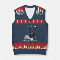 No Kings V-Neck Knit Sweater Vest America Protest Chess Rejecting Kings - Wonder Print Shop