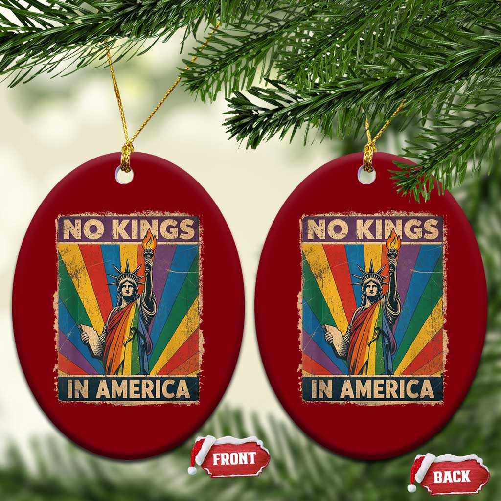 Funny No Kings In America LGBT Ceramic Ornament Retro Statue Of Liberty - Wonder Print Shop