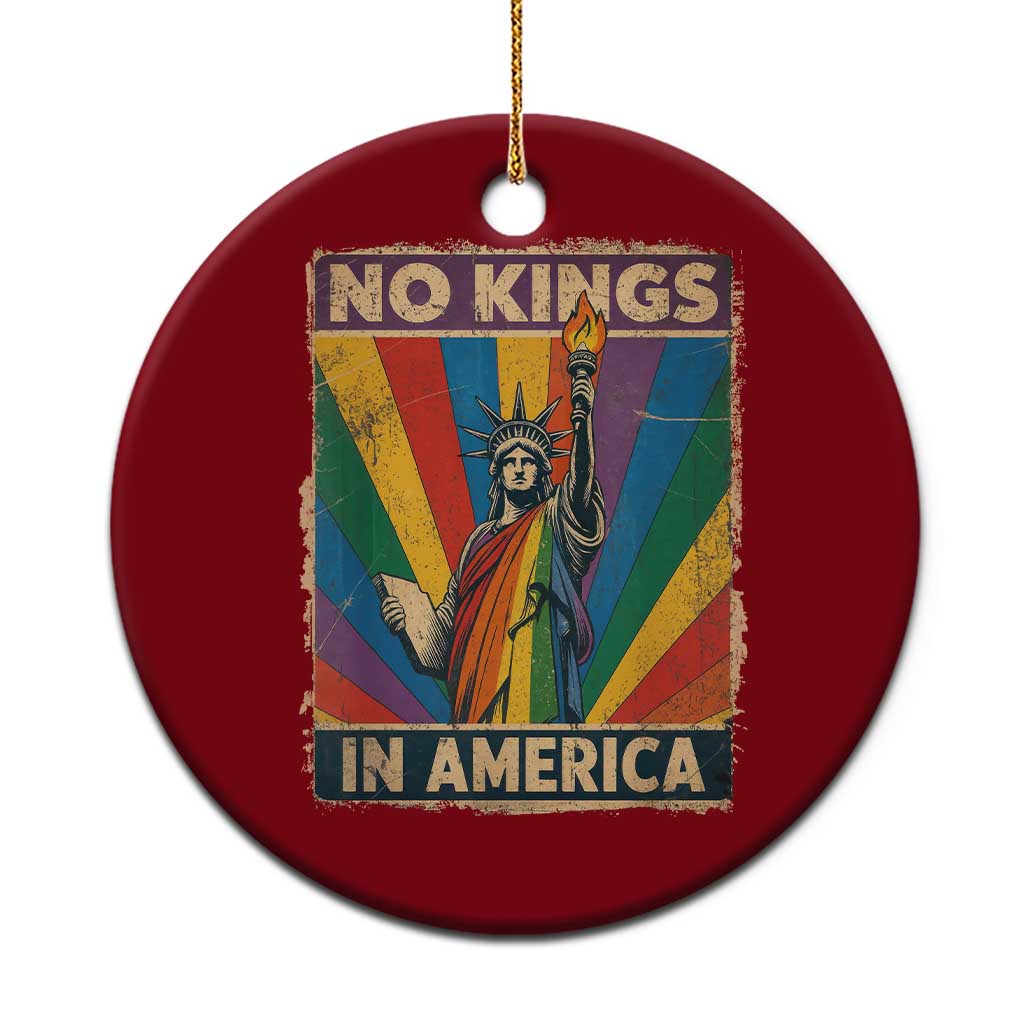 Funny No Kings In America LGBT Ceramic Ornament Retro Statue Of Liberty - Wonder Print Shop
