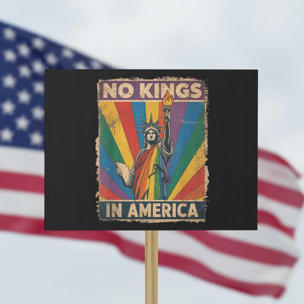 Funny No Kings In America LGBT Protest Sign Retro Statue Of Liberty - Wonder Print Shop