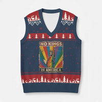 Funny No Kings In America LGBT V-Neck Knit Sweater Vest Retro Statue Of Liberty - Wonder Print Shop