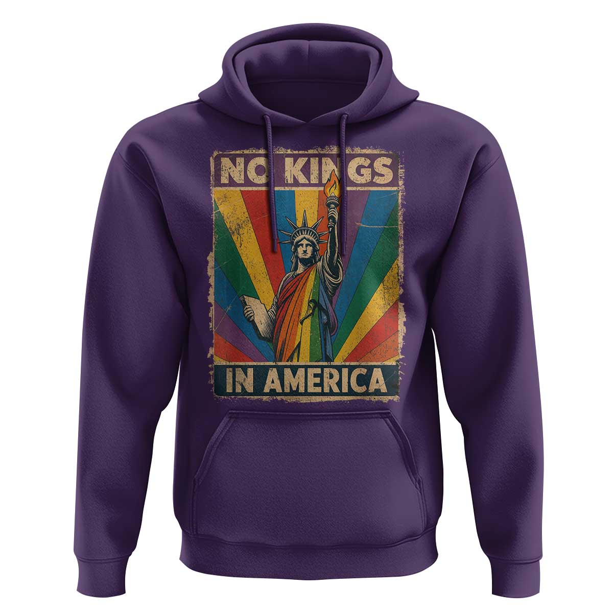 Funny No Kings In America LGBT Hoodie Retro Statue Of Liberty - Wonder Print Shop