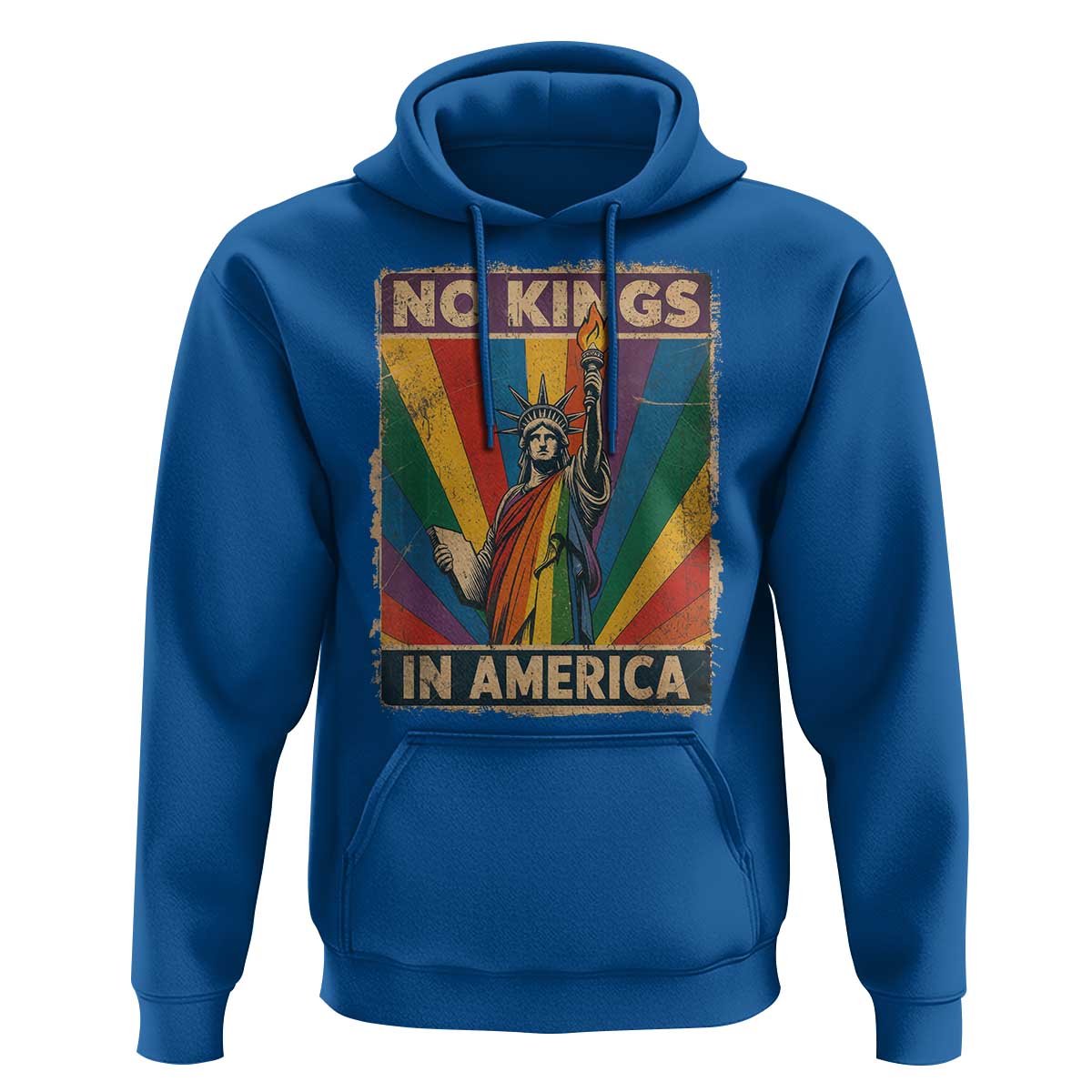Funny No Kings In America LGBT Hoodie Retro Statue Of Liberty - Wonder Print Shop