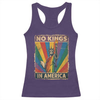 Funny No Kings In America LGBT Racerback Tank Top Retro Statue Of Liberty - Wonder Print Shop