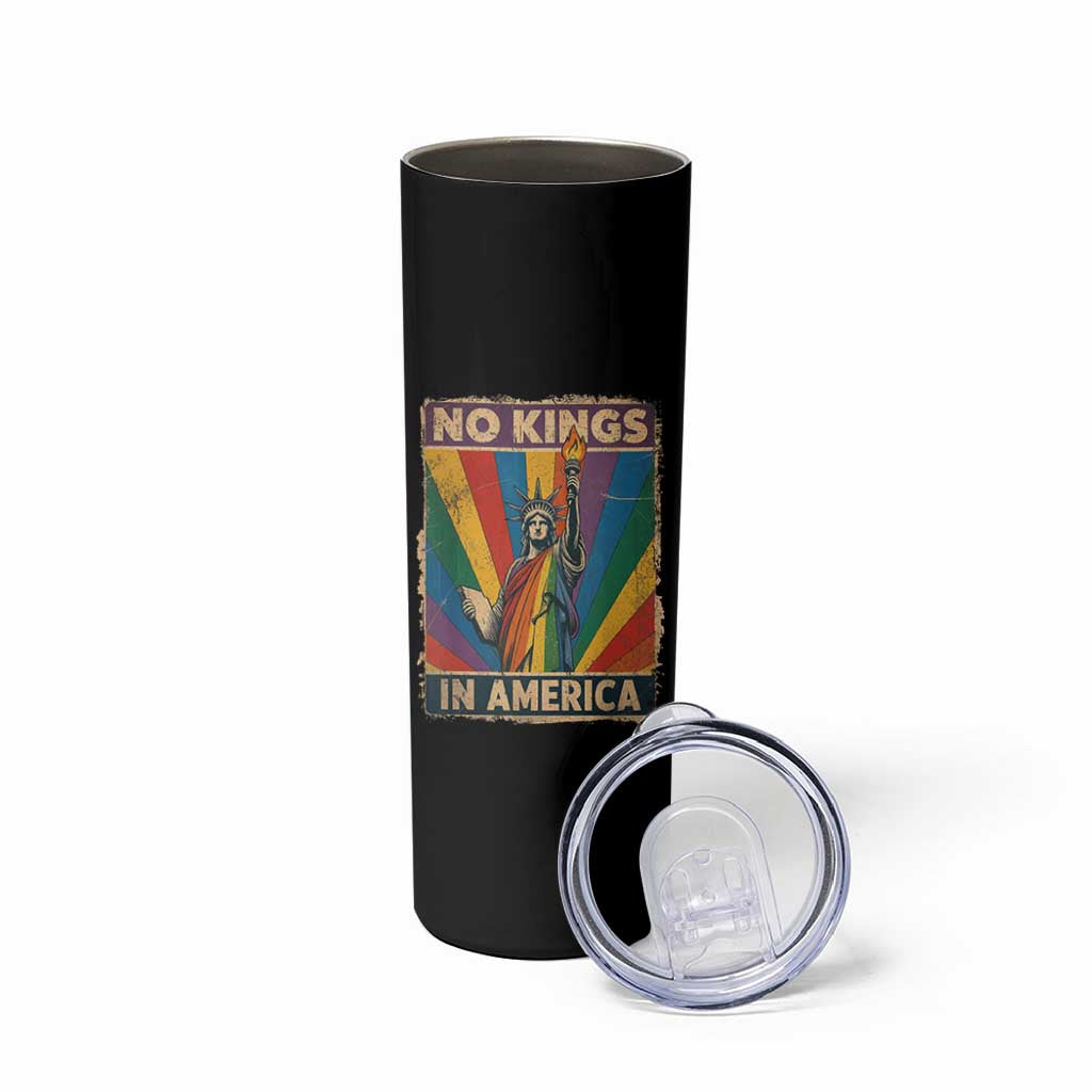 Funny No Kings In America LGBT Skinny Tumbler Retro Statue Of Liberty - Wonder Print Shop