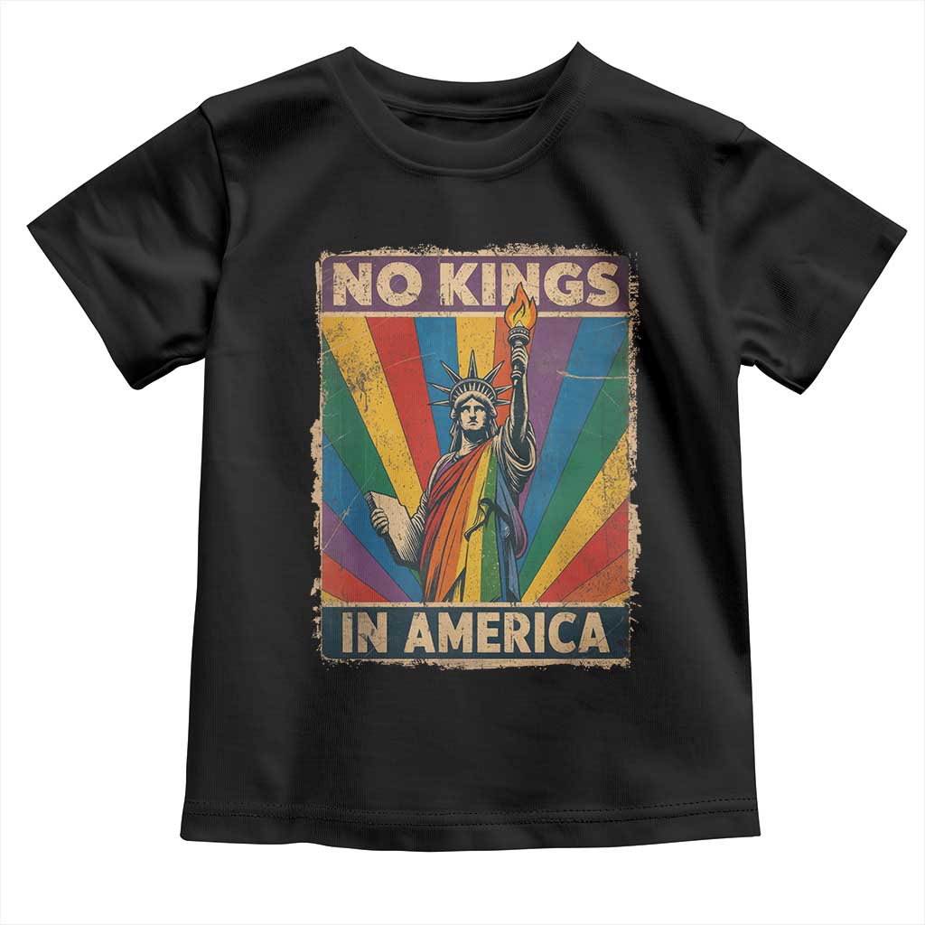 Funny No Kings In America LGBT Toddler T Shirt Retro Statue Of Liberty - Wonder Print Shop