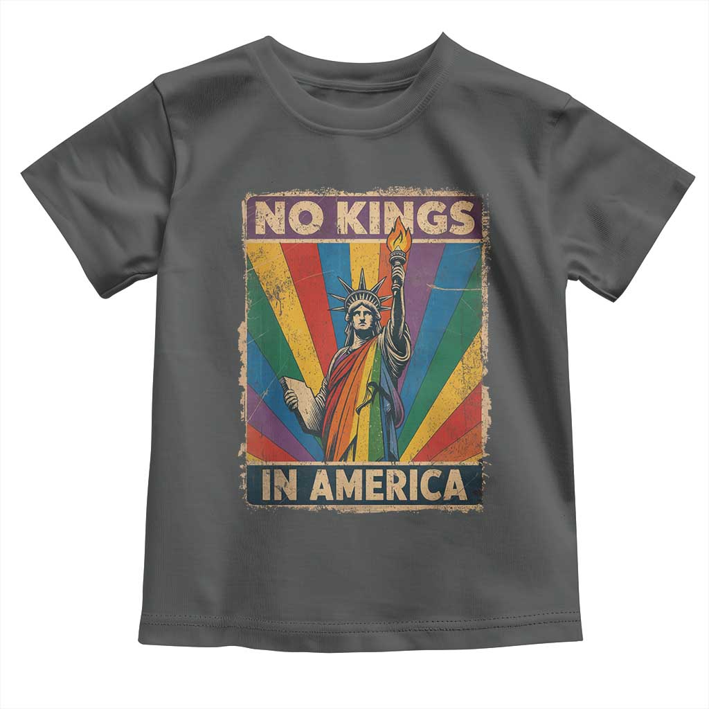 Funny No Kings In America LGBT Toddler T Shirt Retro Statue Of Liberty - Wonder Print Shop