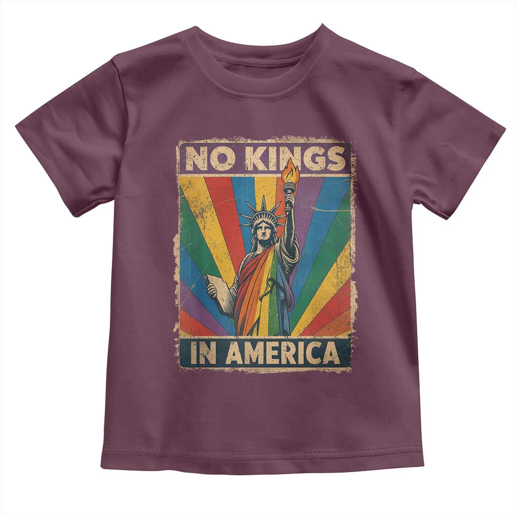 Funny No Kings In America LGBT Toddler T Shirt Retro Statue Of Liberty - Wonder Print Shop
