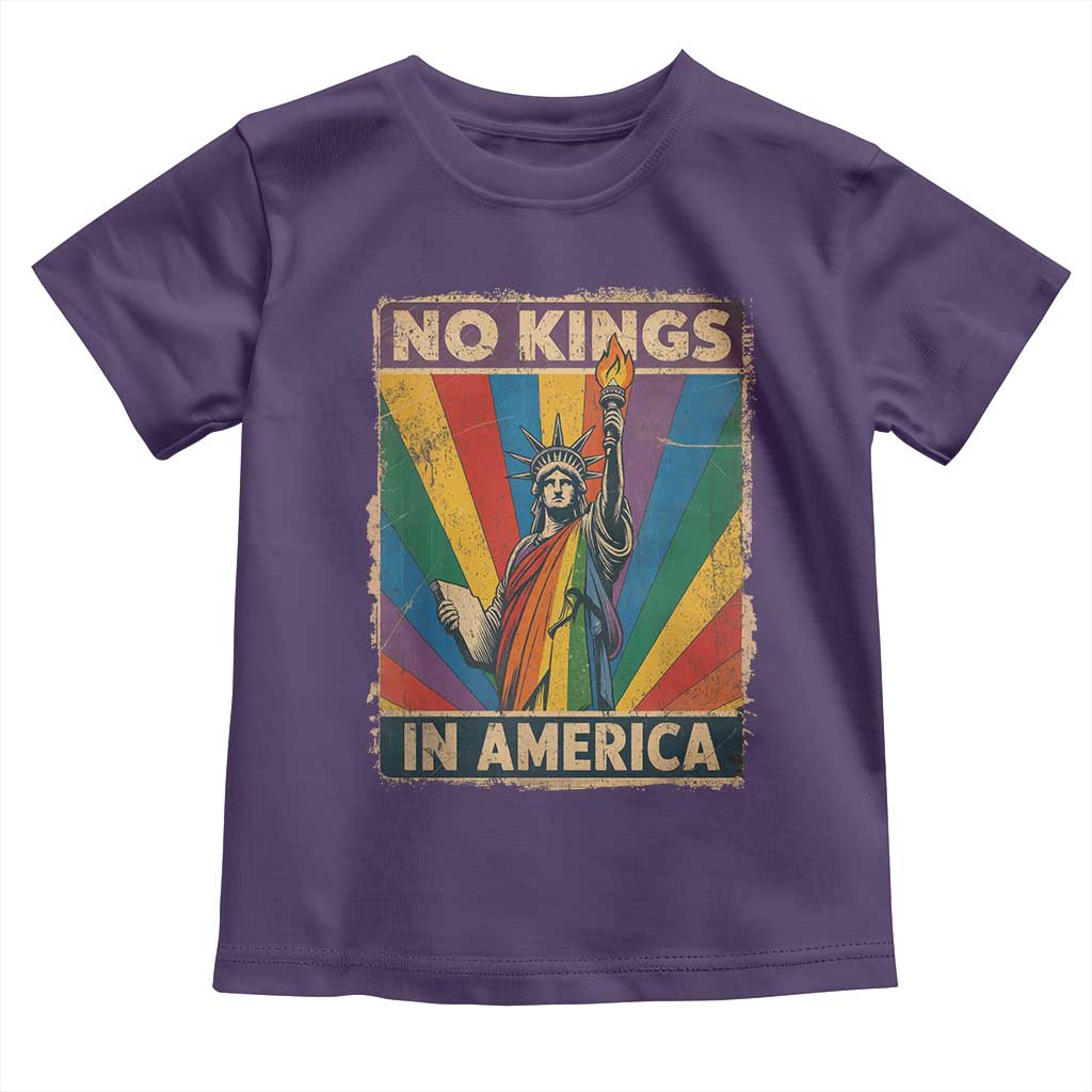 Funny No Kings In America LGBT Toddler T Shirt Retro Statue Of Liberty - Wonder Print Shop