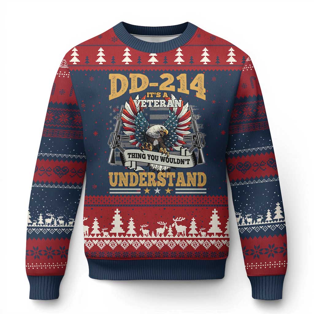 DD214 It Is A Veteran Thing You Wouldnt Understand Ugly Christmas Sweater US Veteran Bald Egale - Wonder Print Shop