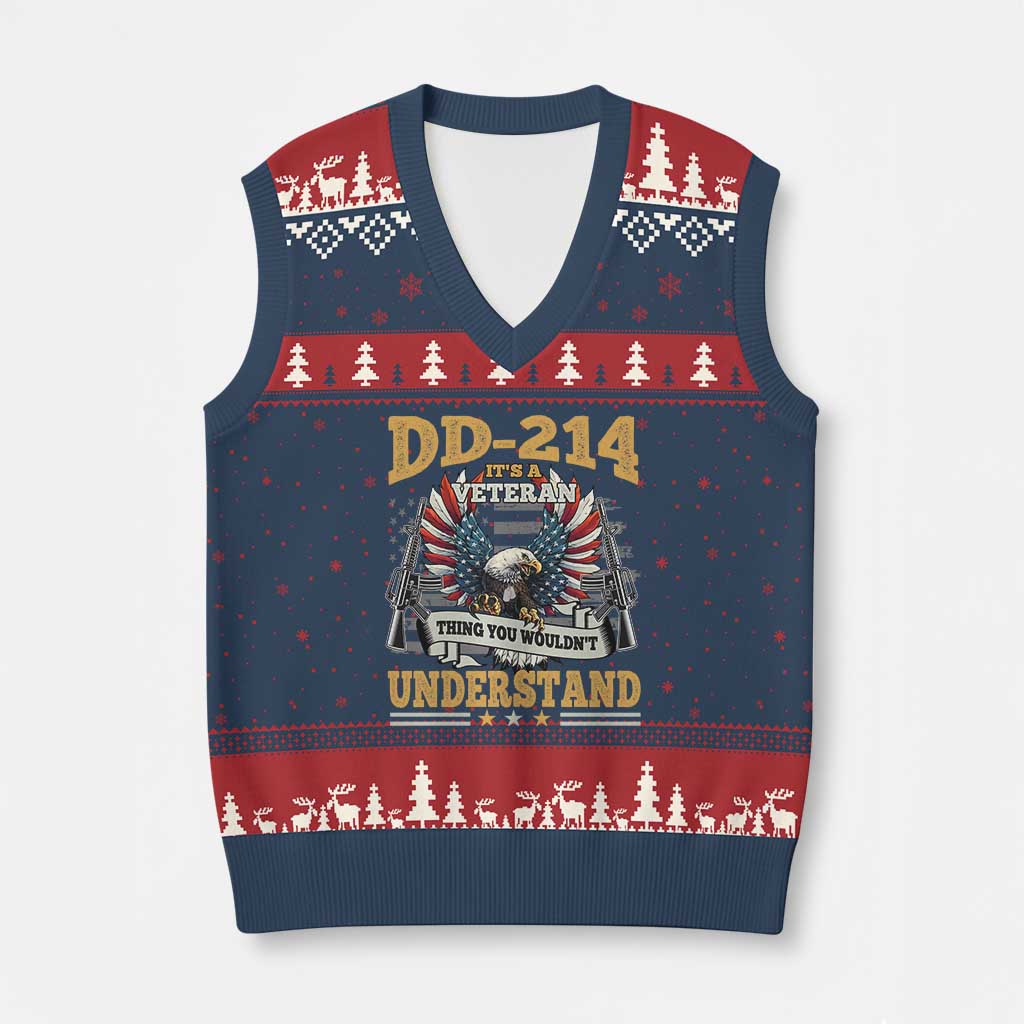 DD214 It Is A Veteran Thing You Wouldnt Understand V-Neck Knit Sweater Vest US Veteran Bald Egale - Wonder Print Shop