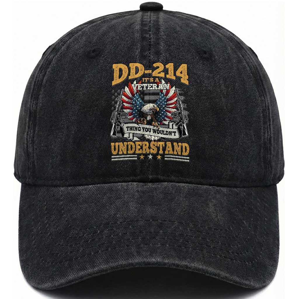 DD214 It Is A Veteran Thing You Wouldnt Understand Washed Cotton Baseball Cap US Veteran Bald Egale