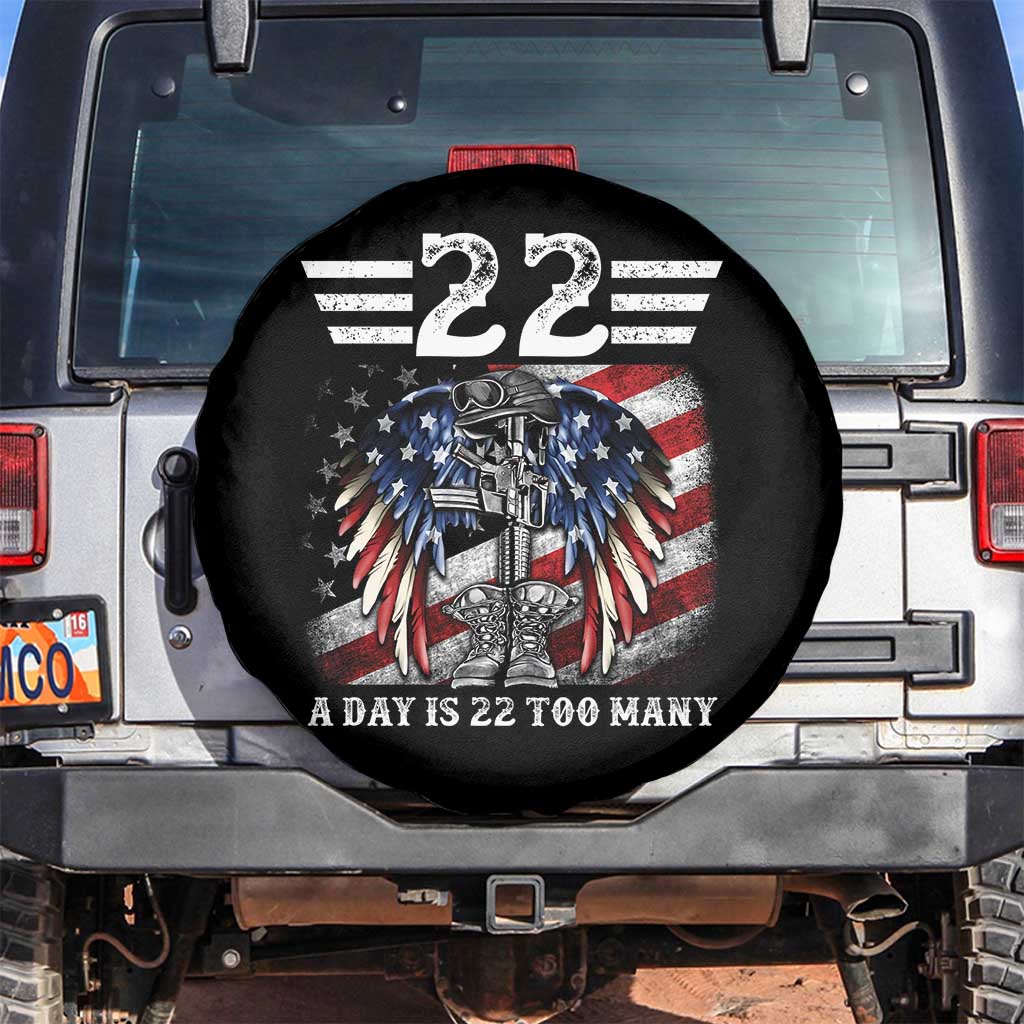 Veteran Suicide Awareness Spare Tire Cover 22 A Day Is 22 Too Many Vintage American Flag - Wonder Print Shop