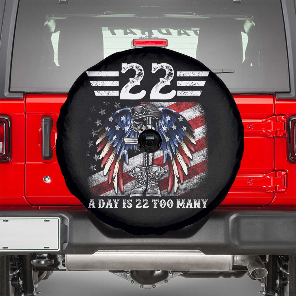Veteran Suicide Awareness Spare Tire Cover 22 A Day Is 22 Too Many Vintage American Flag - Wonder Print Shop
