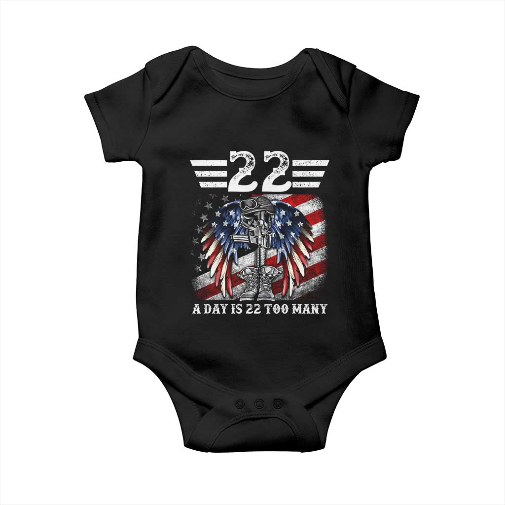 Veteran Suicide Awareness Baby Onesie 22 A Day Is 22 Too Many Vintage American Flag - Wonder Print Shop