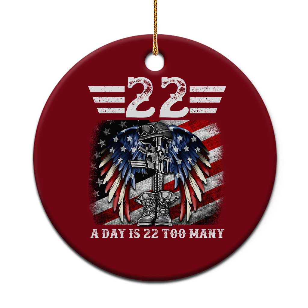 Veteran Suicide Awareness Ceramic Ornament 22 A Day Is 22 Too Many Vintage American Flag - Wonder Print Shop