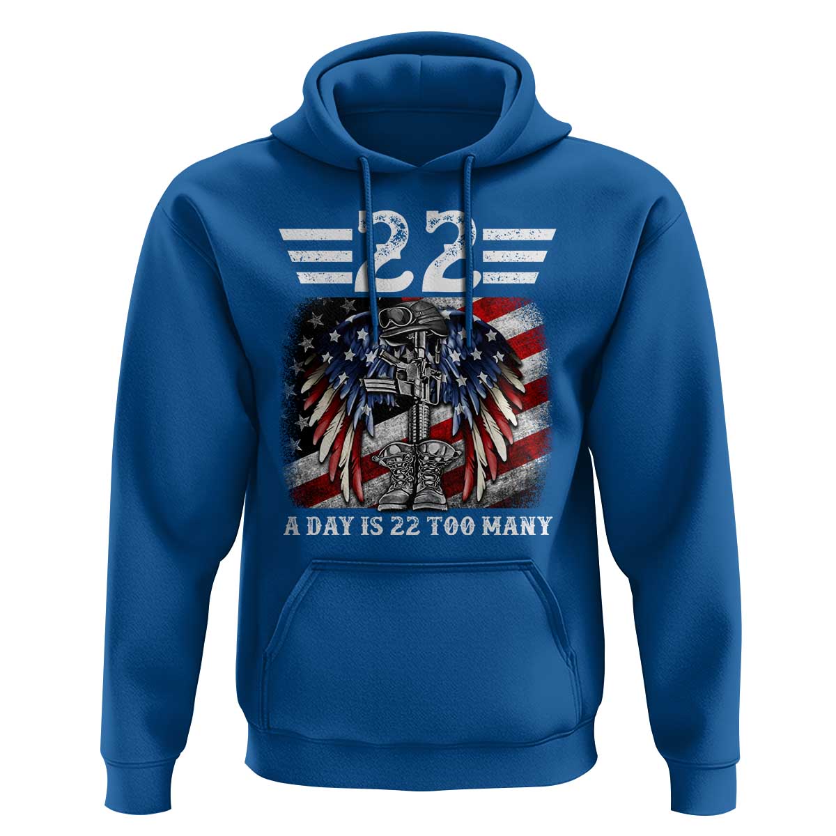 Veteran Suicide Awareness Hoodie 22 A Day Is 22 Too Many Vintage American Flag - Wonder Print Shop