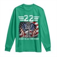 Veteran Suicide Awareness Long Sleeve Shirt 22 A Day Is 22 Too Many Vintage American Flag - Wonder Print Shop