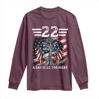 Veteran Suicide Awareness Long Sleeve Shirt 22 A Day Is 22 Too Many Vintage American Flag - Wonder Print Shop