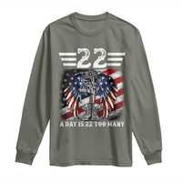 Veteran Suicide Awareness Long Sleeve Shirt 22 A Day Is 22 Too Many Vintage American Flag - Wonder Print Shop