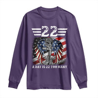 Veteran Suicide Awareness Long Sleeve Shirt 22 A Day Is 22 Too Many Vintage American Flag - Wonder Print Shop