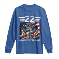 Veteran Suicide Awareness Long Sleeve Shirt 22 A Day Is 22 Too Many Vintage American Flag - Wonder Print Shop