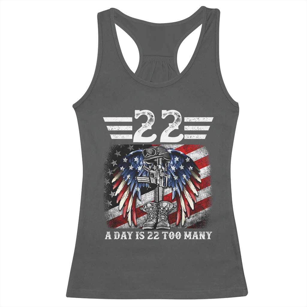 Veteran Suicide Awareness Racerback Tank Top 22 A Day Is 22 Too Many Vintage American Flag - Wonder Print Shop
